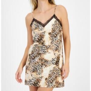 New International Concepts INC Women's XL Brown Black Animal Print Slip Dress